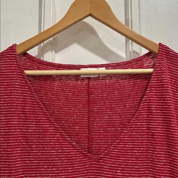 Celtic & Co. Linen Organic Cotton Blend V Neck Midi Dress in Red/Tan Stripe - Picture 5 of 10